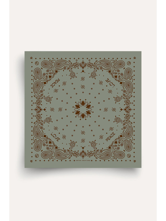 Foulard carré laine ANTAN BANDANA SHADOW-GANACHE 100