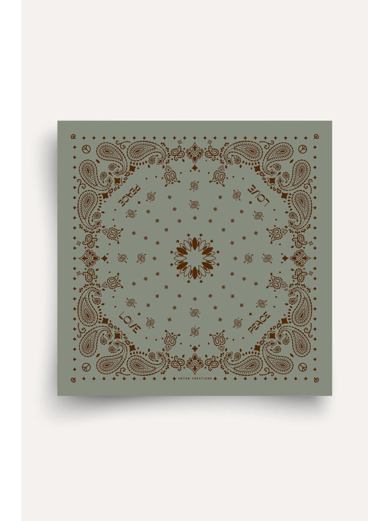 Foulard carré laine ANTAN BANDANA SHADOW-GANACHE 100