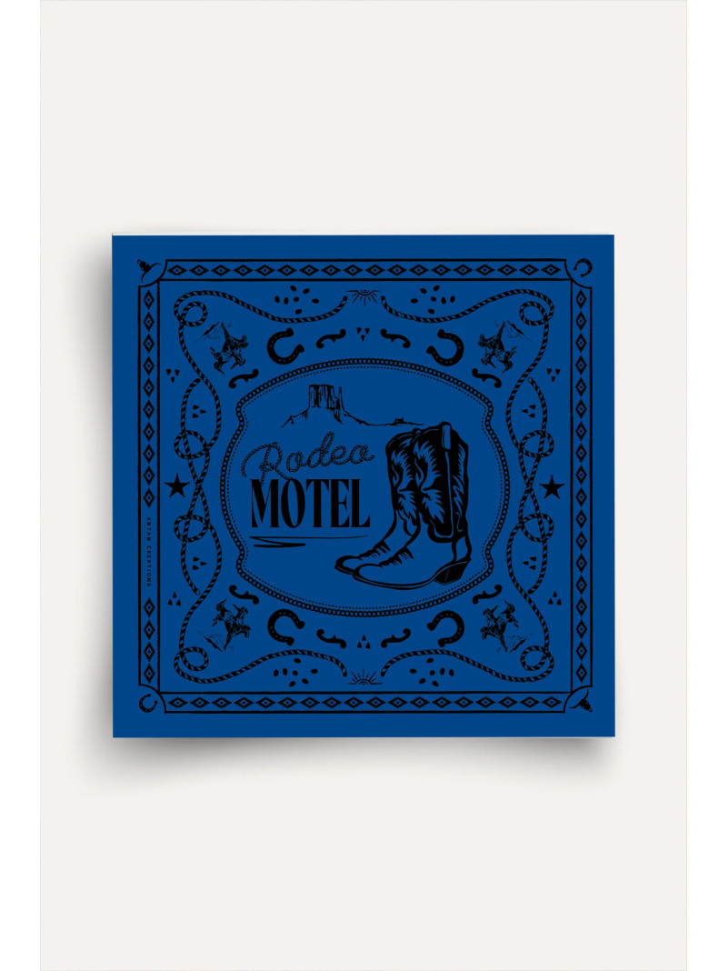 Foulard carré laine ANTAN RODEO MOTEL BLUE 100