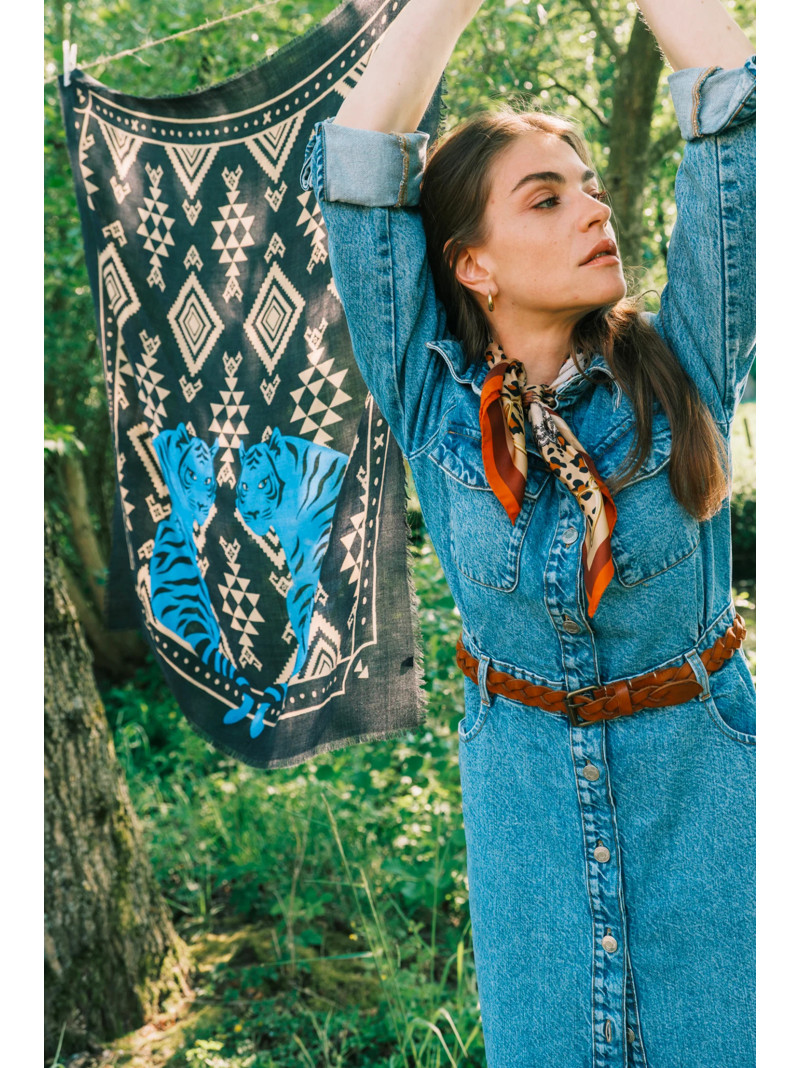 Foulard carré laine ANTAN THE TWIN TIGERS 100