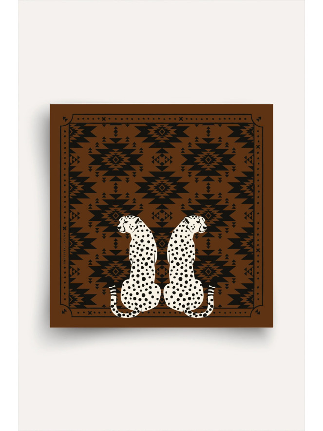 Foulard carré laine ANTAN THE TWIN CHEETAHS 100