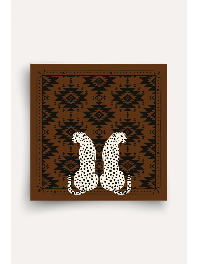 Foulard carré laine ANTAN THE TWIN CHEETAHS 100
