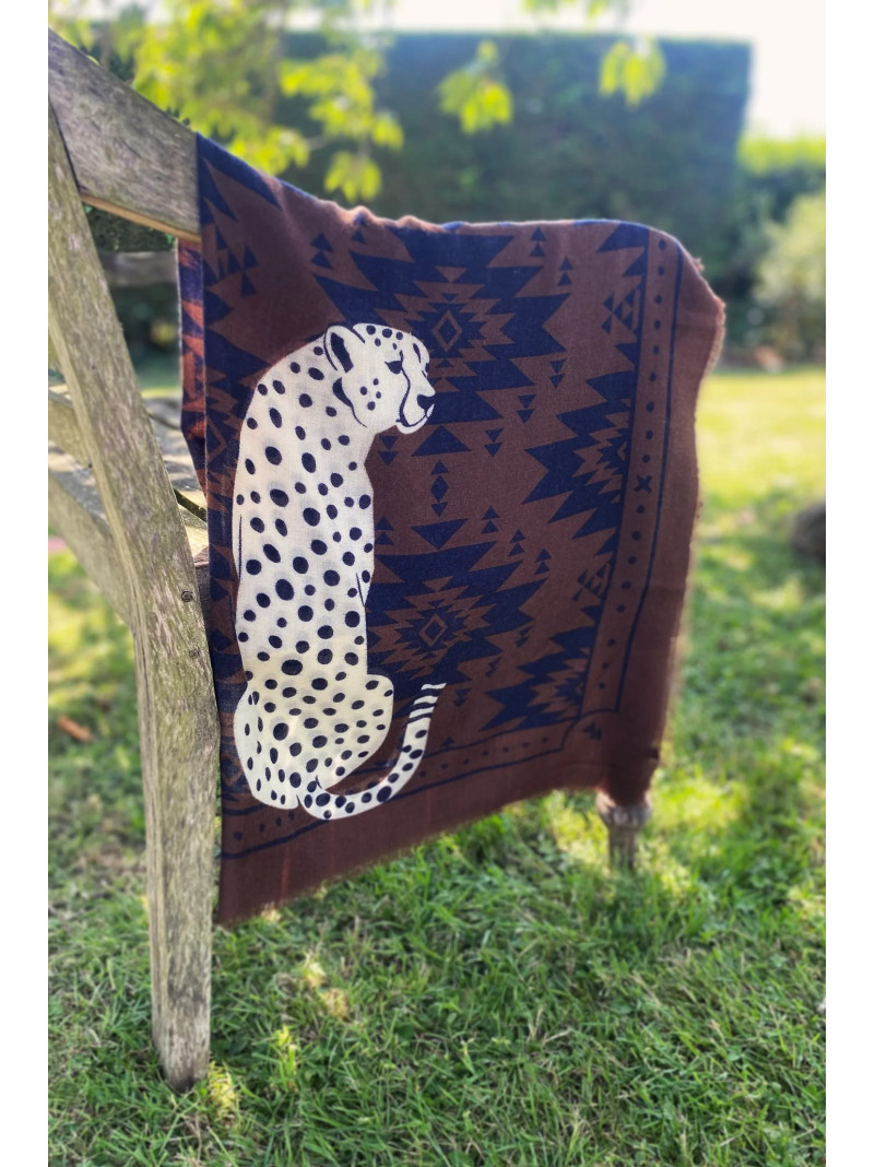 Foulard carré laine ANTAN THE TWIN CHEETAHS 100