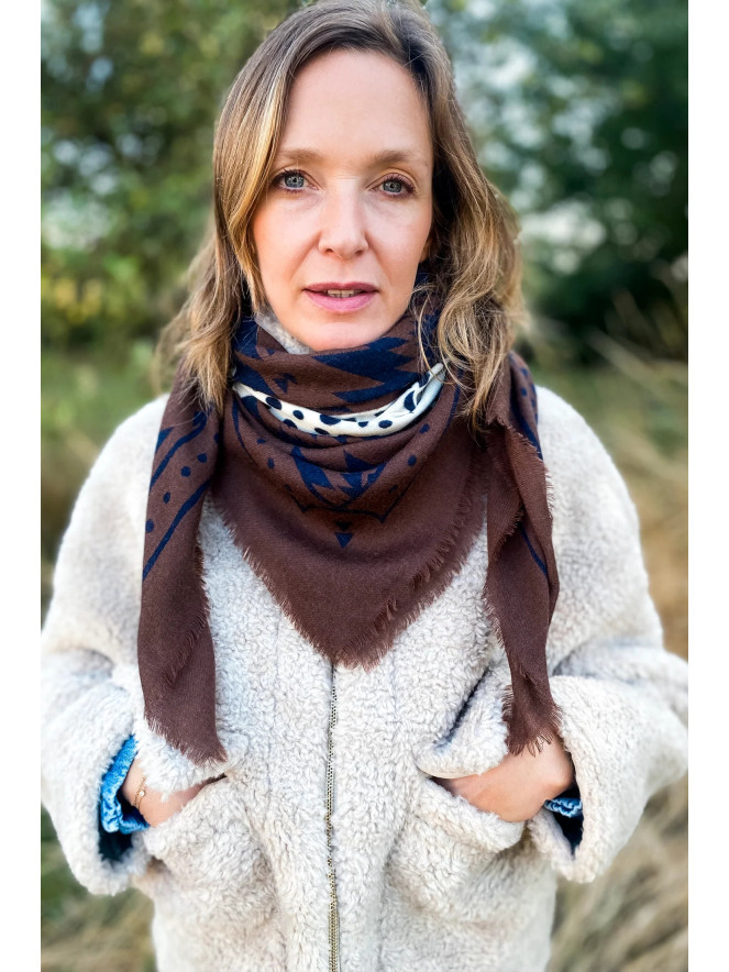 Foulard carré laine ANTAN THE TWIN CHEETAHS 100