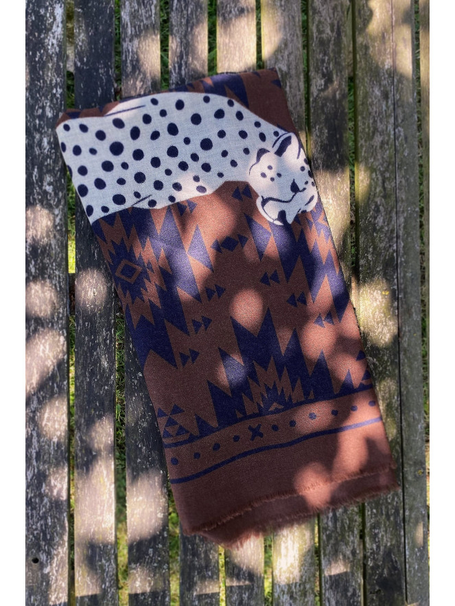 Foulard carré laine ANTAN THE TWIN CHEETAHS 100