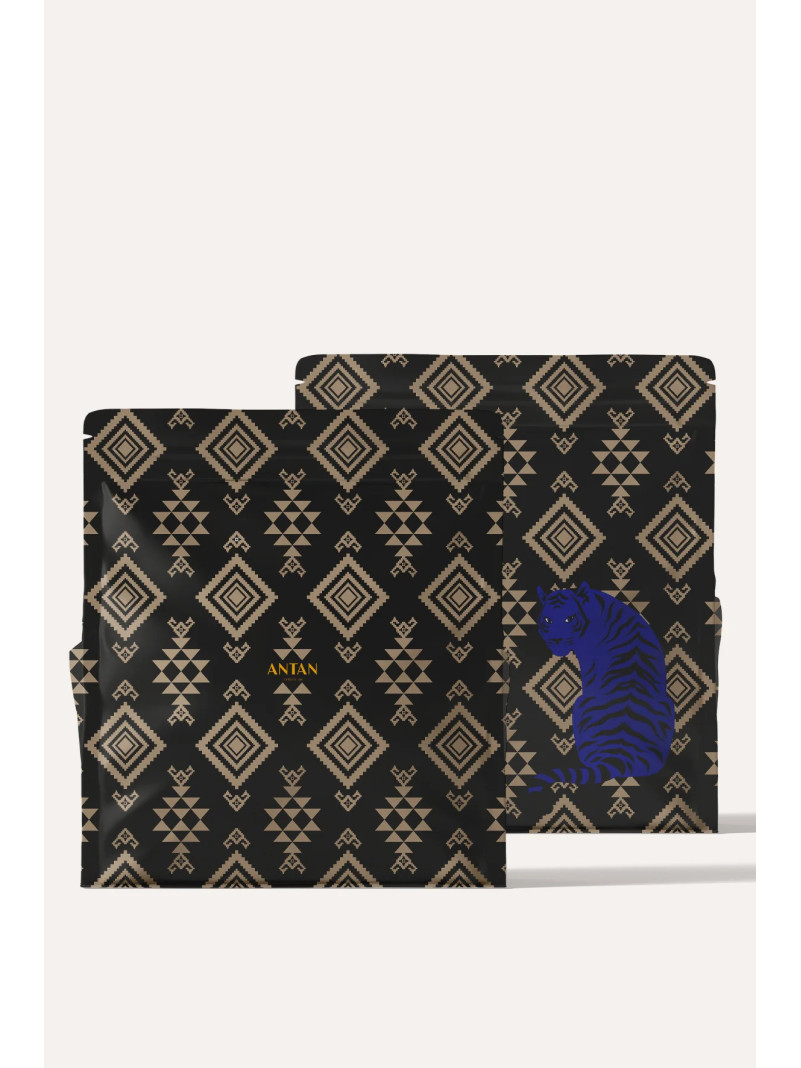 Foulard carré laine ANTAN CHEETAH & PALMS BROWN 100