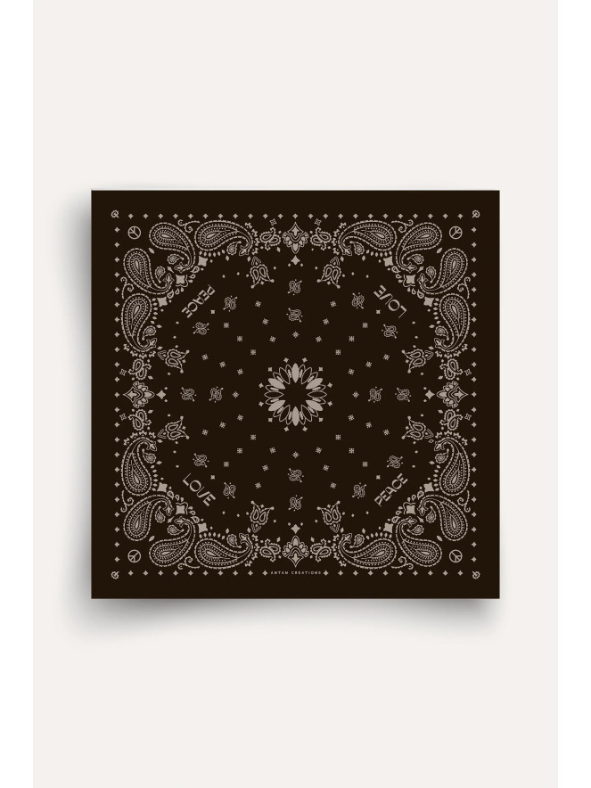 Foulard carré laine ANTAN BANDANA GANACHE-NOMADE 100