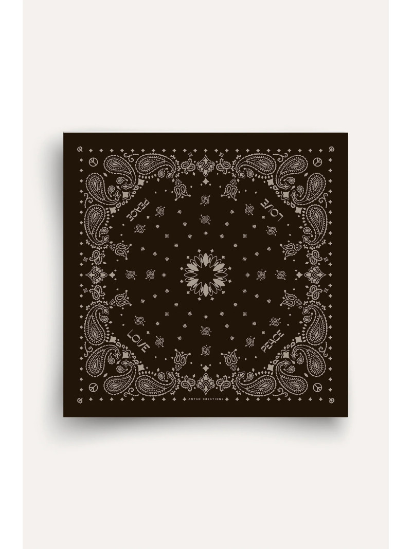 Foulard carré laine ANTAN BANDANA GANACHE-NOMADE 100