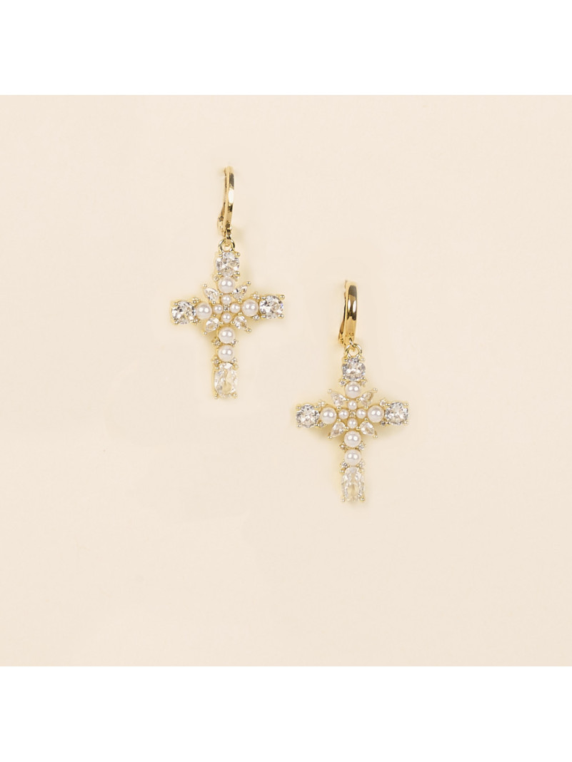 Boucles d'oreilles By Garance IZAK CROIX PERLÉE