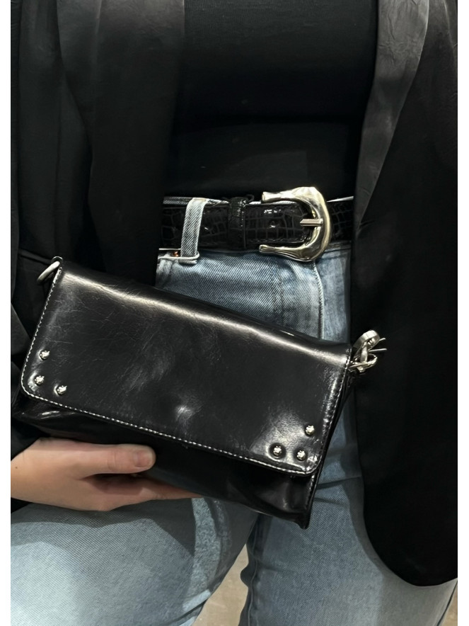 Ceinture Charlay Stone MORGANE CROCO NOIR