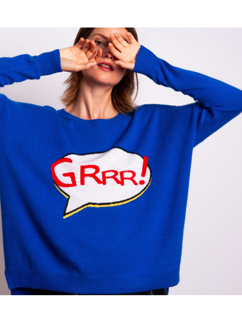 Pull cachemise Madluv GRRR BLEU