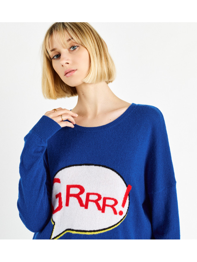 Pull cachemise Madluv GRRR BLEU