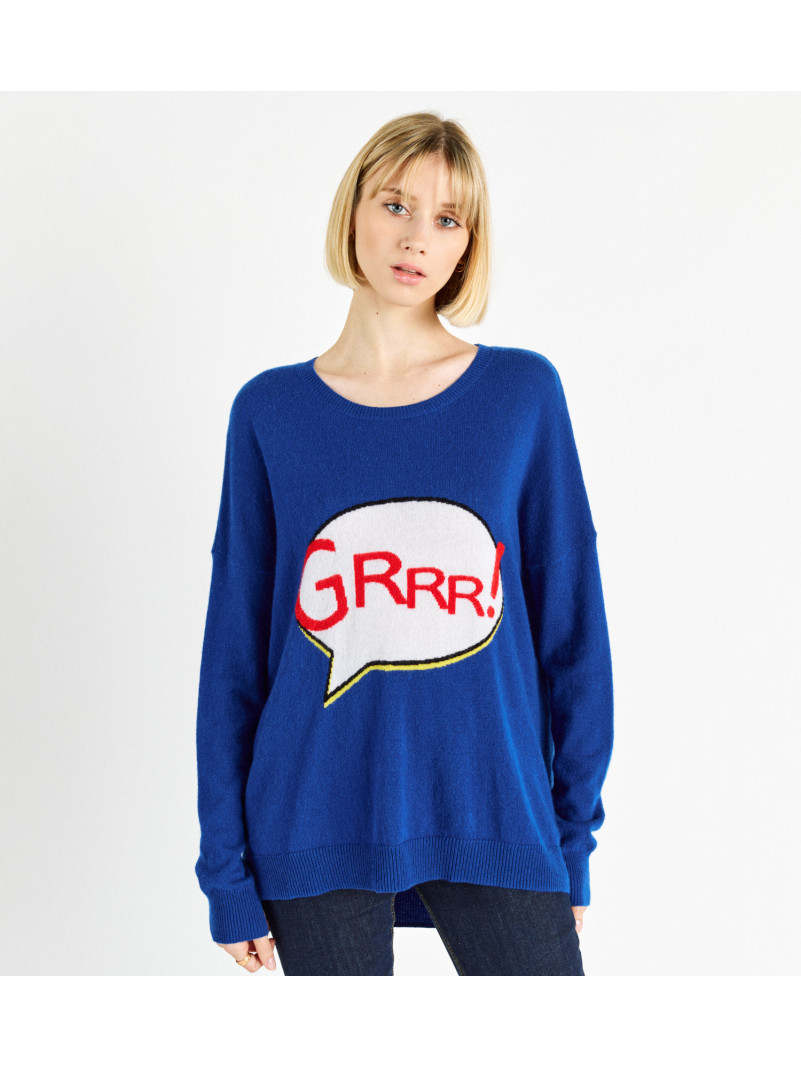 Pull cachemise Madluv GRRR BLEU