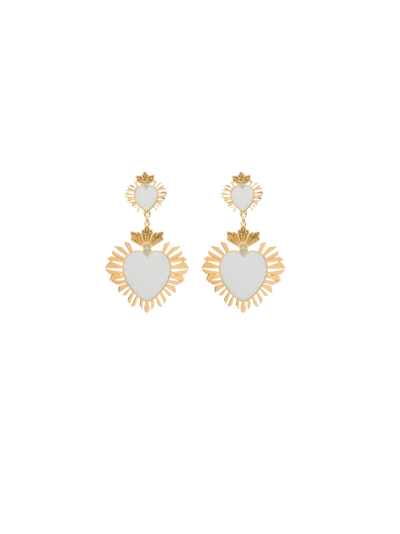 Boucles d'oreilles Principessa Glam COEUR SACRÉ SAINT-PAUL BLANC