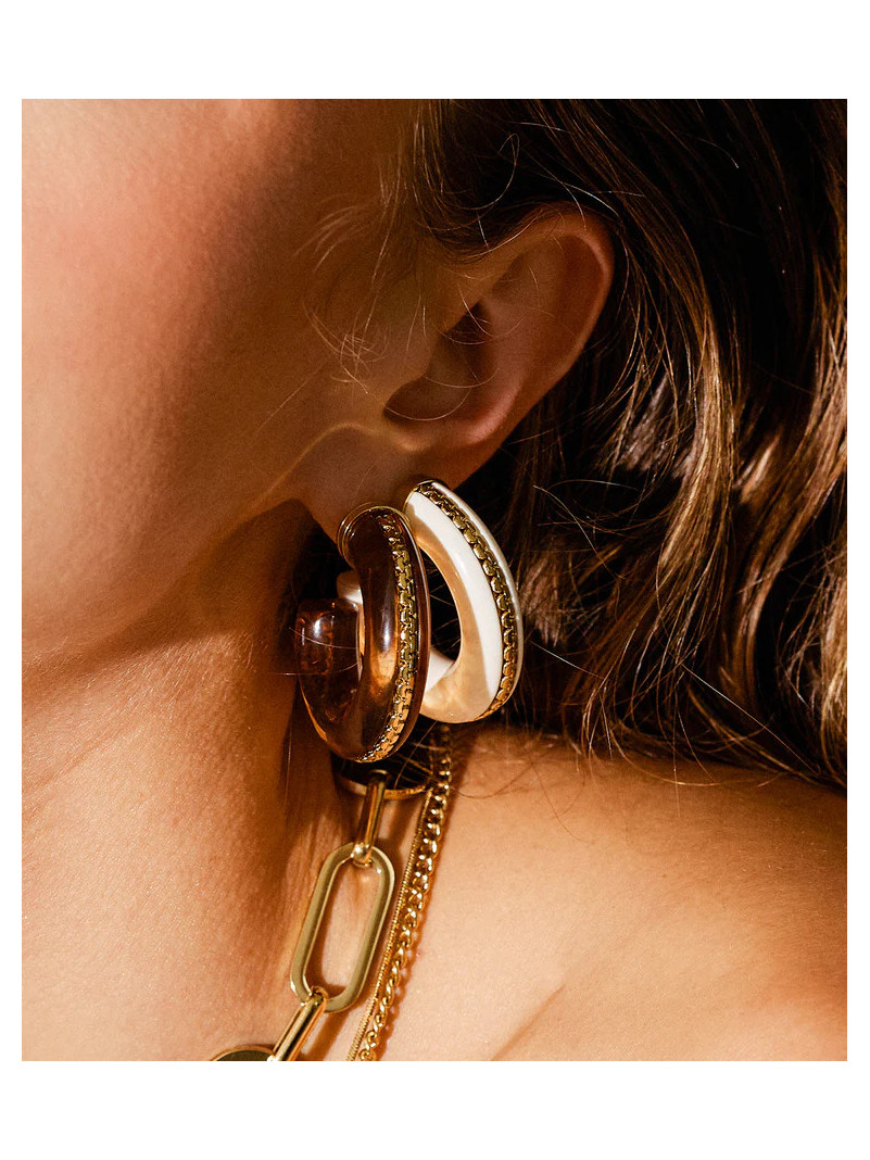 Boucles d'oreilles Zag ZAKKO MARRON