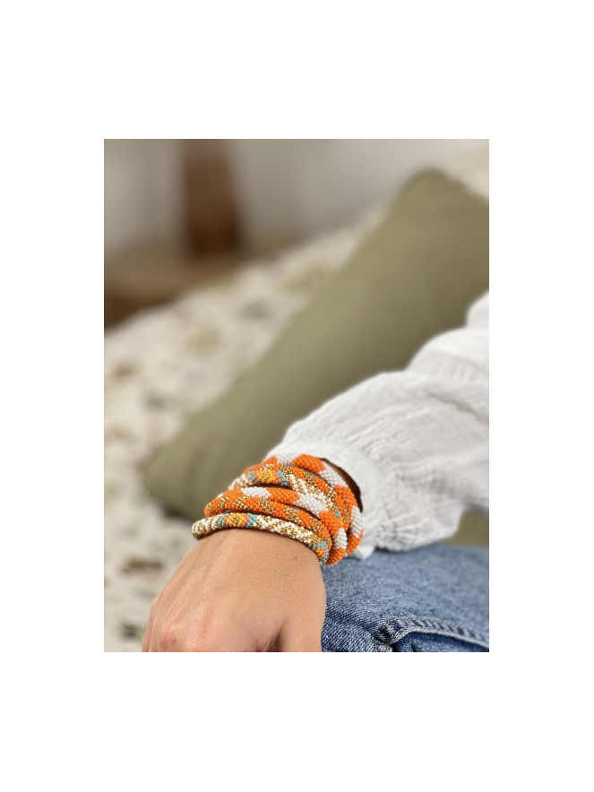 BRACELET NÉPALAIS ORANGE DORÉ A20