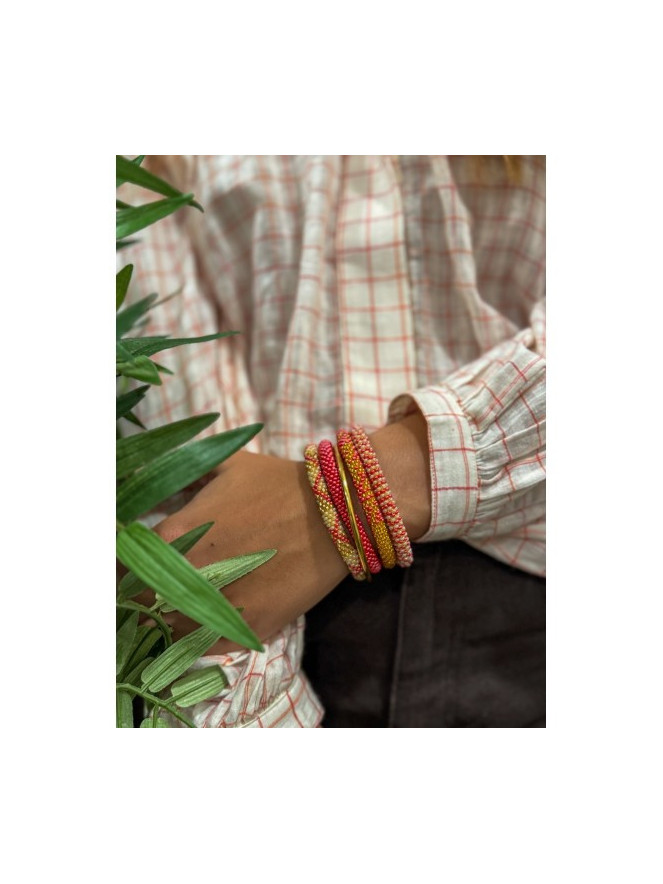 Bracelet NÉPALAIS ORANGE BEIGE DORÉ B41