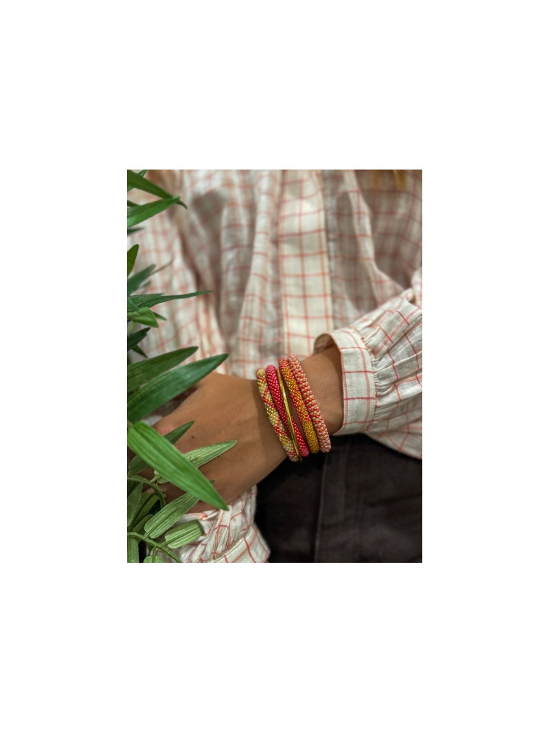 Bracelet NÉPALAIS ORANGE BEIGE DORÉ B41