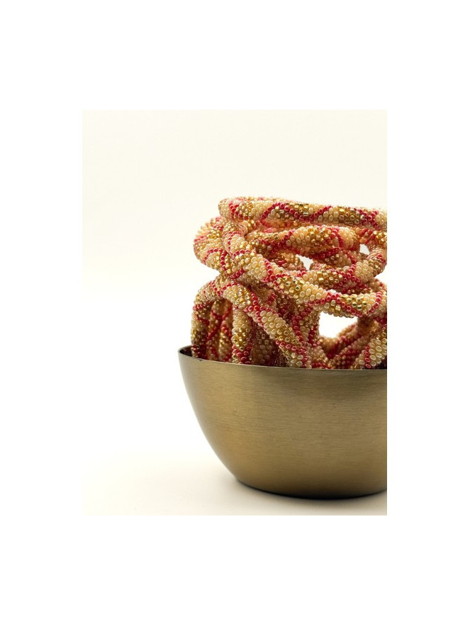 Bracelet NÉPALAIS ORANGE BEIGE DORÉ B41