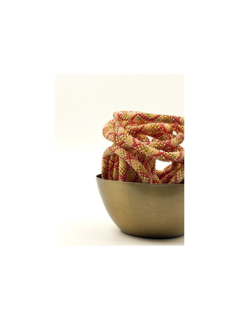 Bracelet NÉPALAIS ORANGE BEIGE DORÉ B41