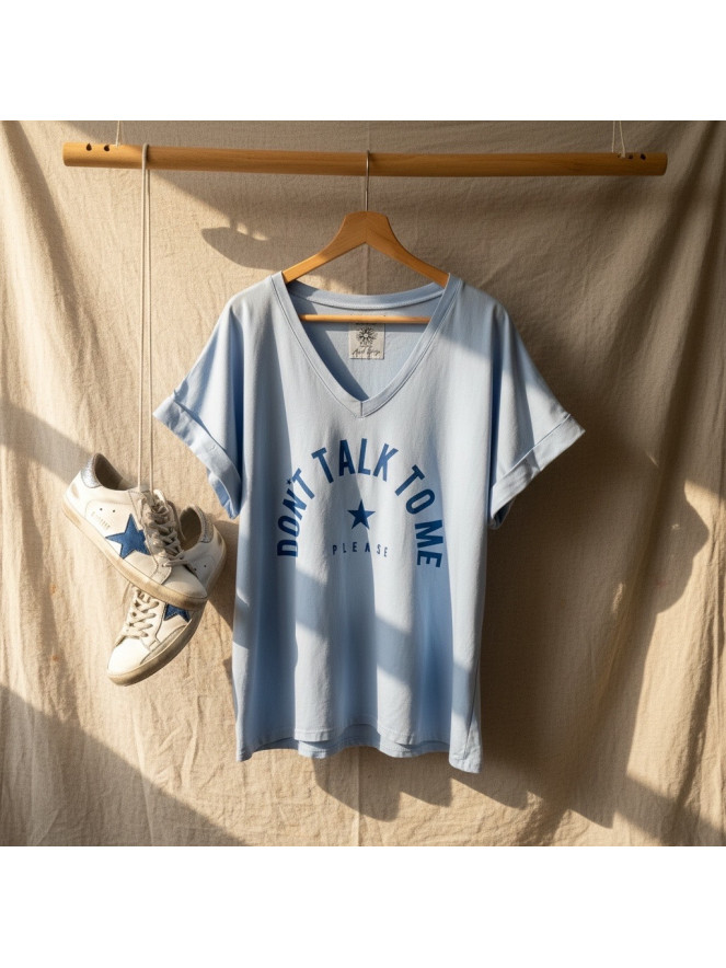 Tee-shirt oversize Don't Talk To Me Please Bleu