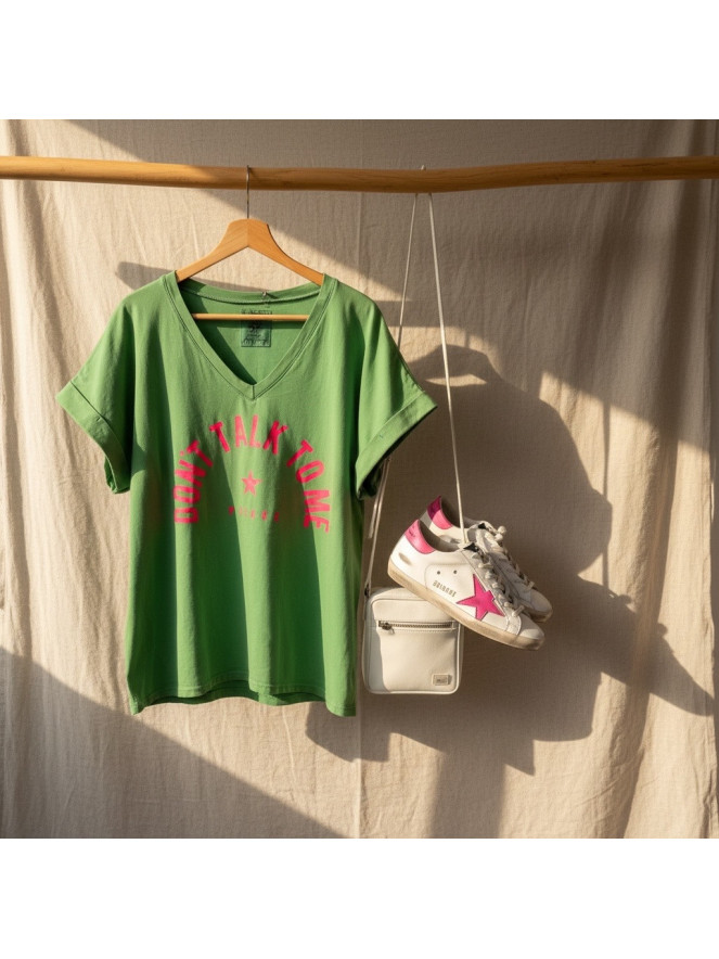 Tee-shirt oversize Don't Talk To Me Please Vert