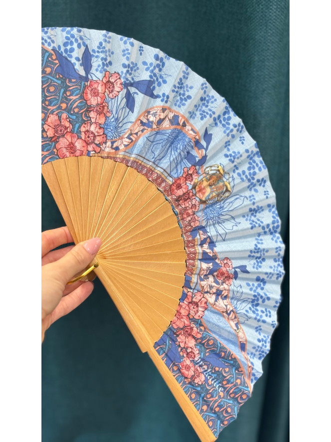 Éventail Brokante COSMOS BLEU