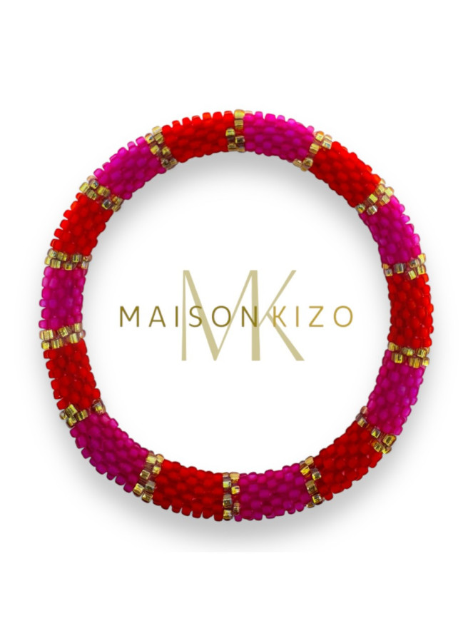 BRACELET NÉPALAIS FUSCHIA ROUGE E47