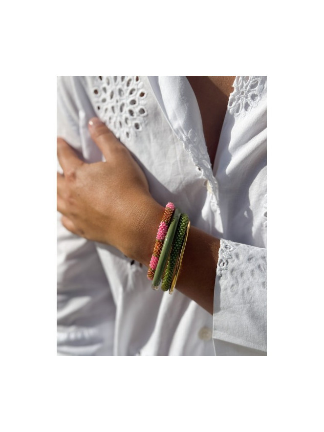 Bracelet NÉPALAIS KAKI ROSE DORÉ E48