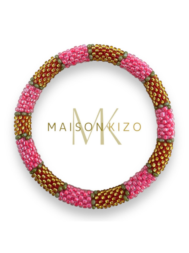 Bracelet NÉPALAIS KAKI ROSE DORÉ E48