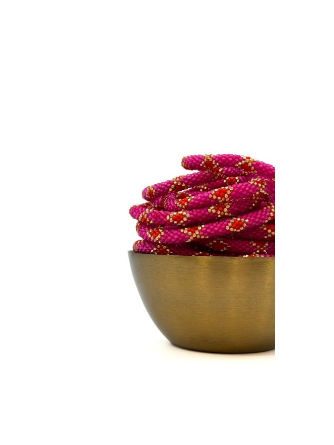BRACELET NÉPALAIS FUSCHIA ROUGE DORÉ R45