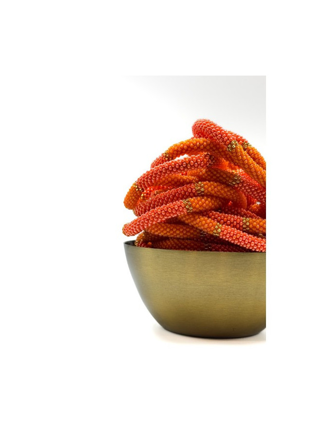 BRACELET NÉPALAIS ORANGE VIF DORÉ E64