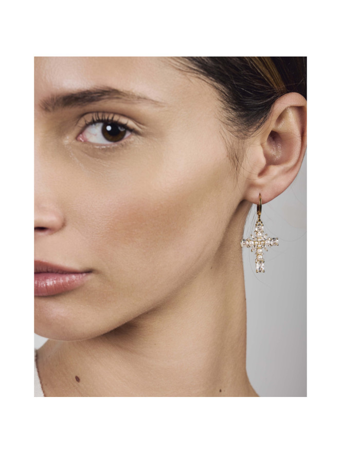 Boucles d'oreilles By Garance LORI CROIX PERLÉE
