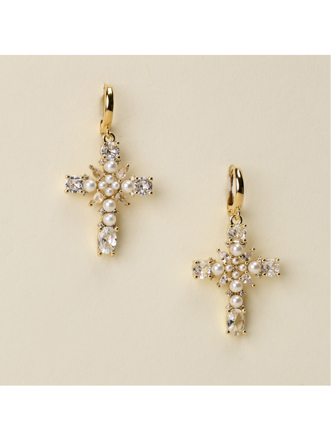 Boucles d'oreilles By Garance LORI CROIX PERLÉE