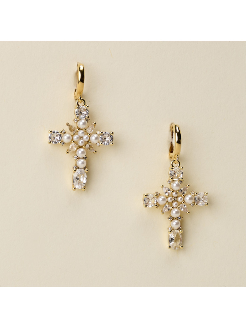 Boucles d'oreilles By Garance LORI CROIX PERLÉE