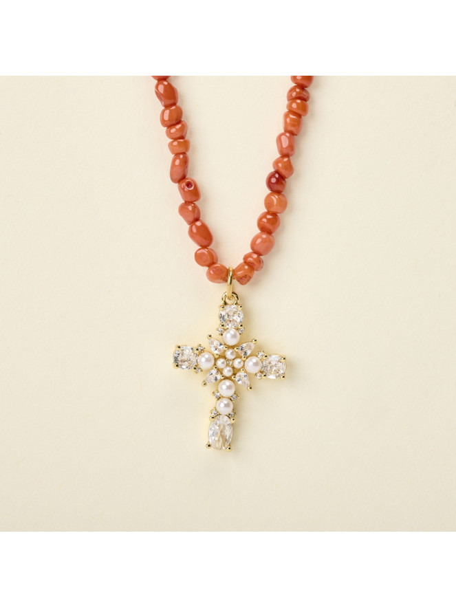 Collier By Garance JORA CROIX PERLÉE