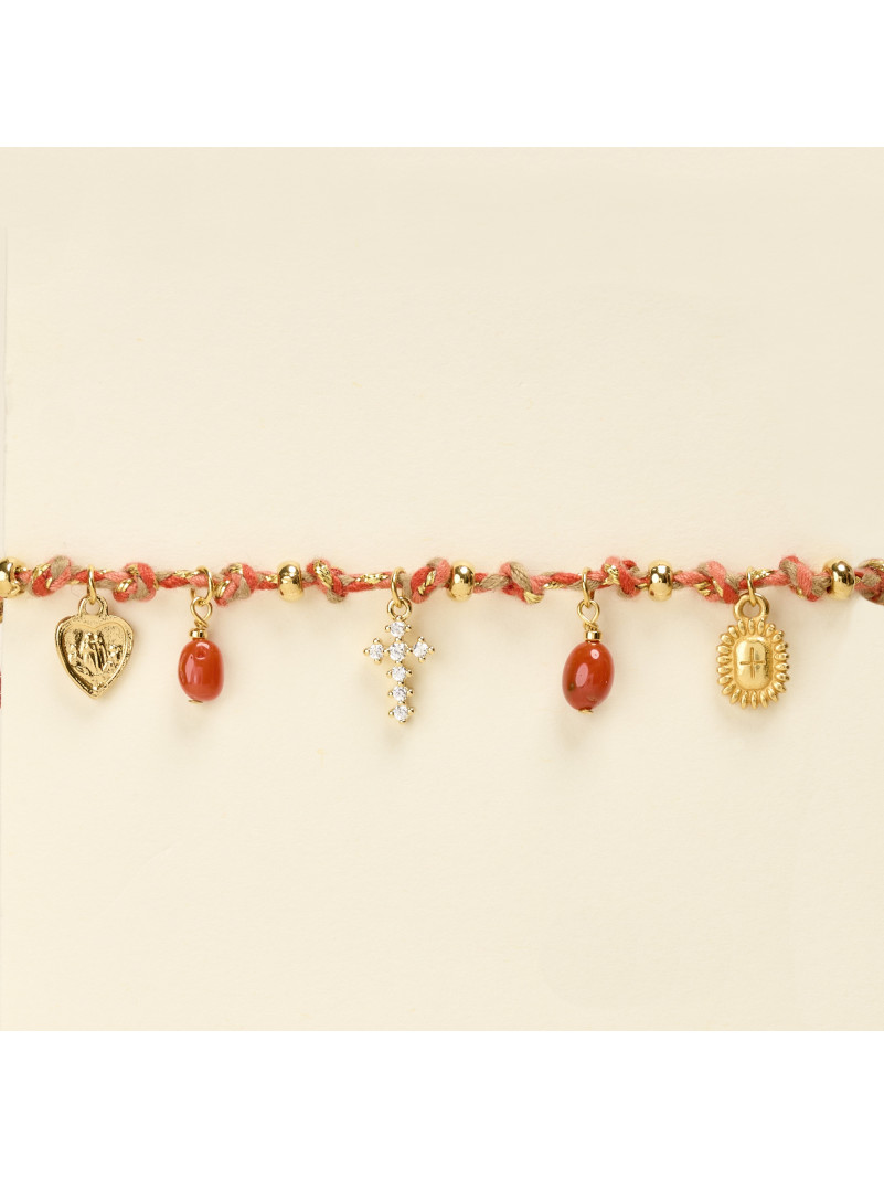 Bracelet By Garance RAFA CORAIL CROIX
