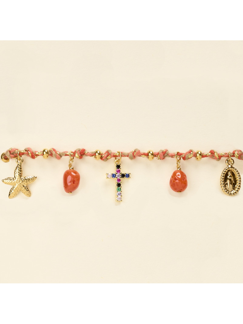 Bracelet By Garance RAFA CORAIL CROIX MULTI