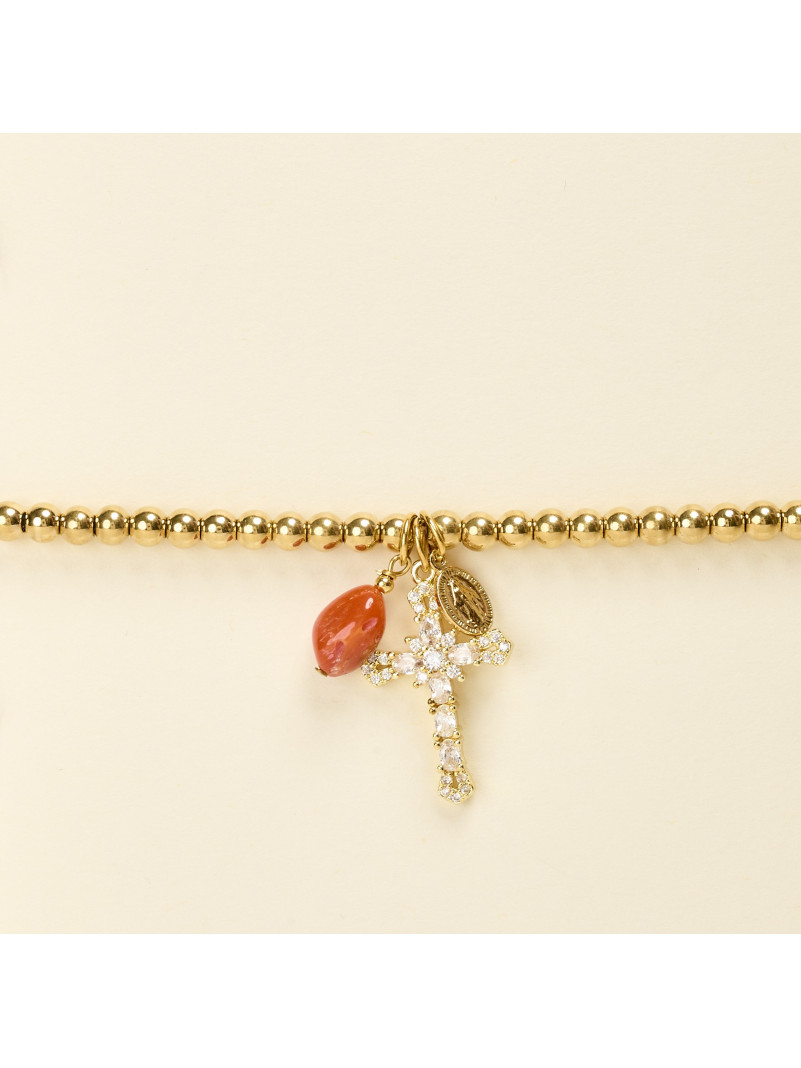 Bracelet By Garance ROXY CORAIL GRANDE CROIX