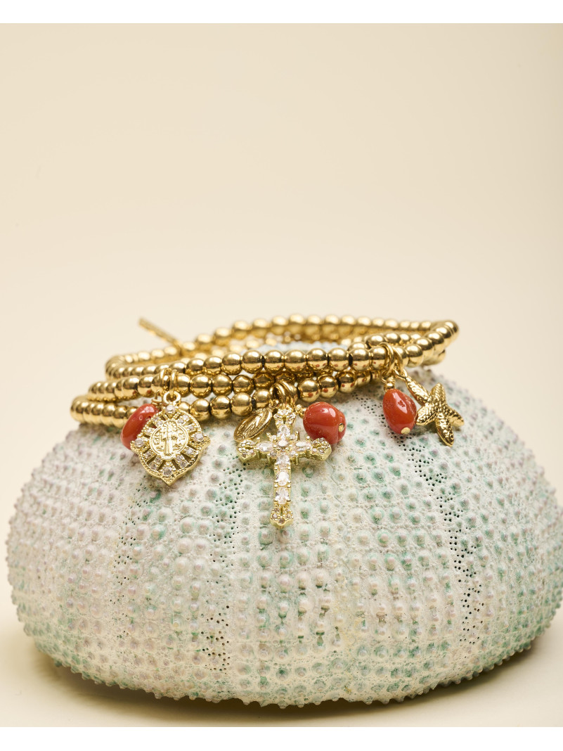 Bracelet By Garance ROXY CORAIL PETITE CROIX