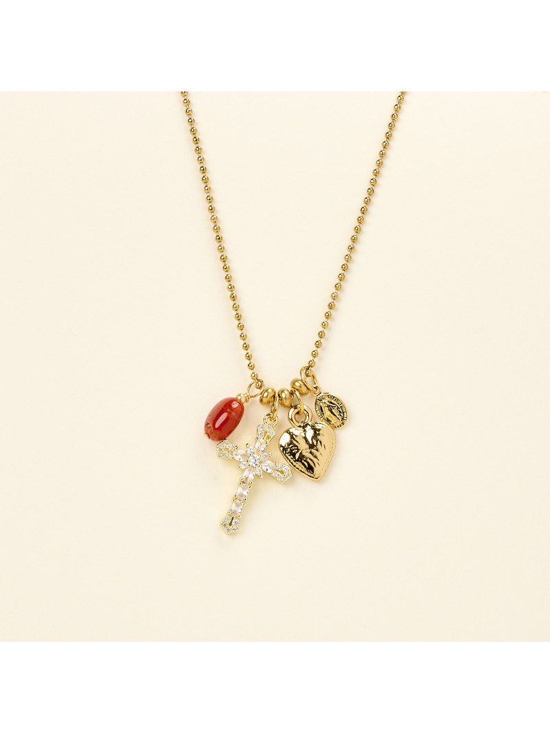 Collier By Garance RUBY CROIX CRISTAL