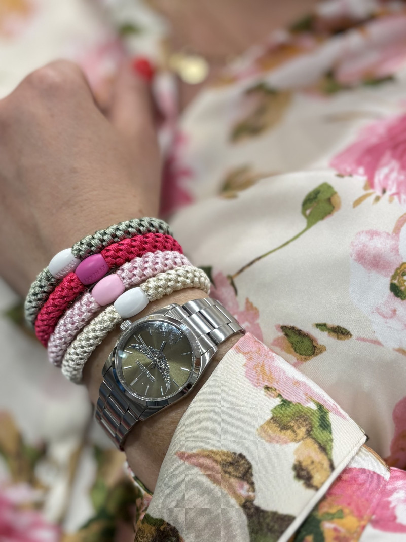 Bracelet Chouchou KKNEKKI lot de 4 couleurs ROSE BEIGE KAKI CLAIR