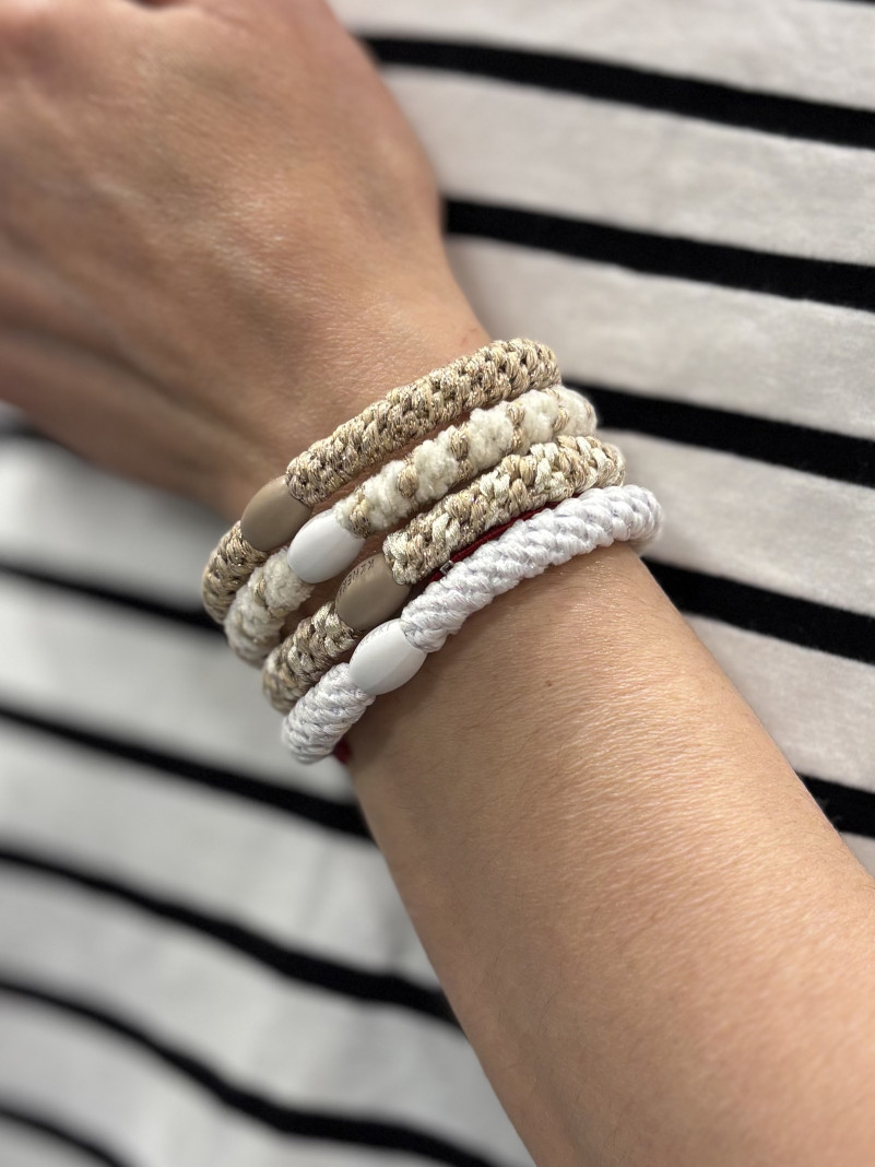 Bracelet Chouchou KKNEKKI lot de 4 couleurs BEIGE BLANC