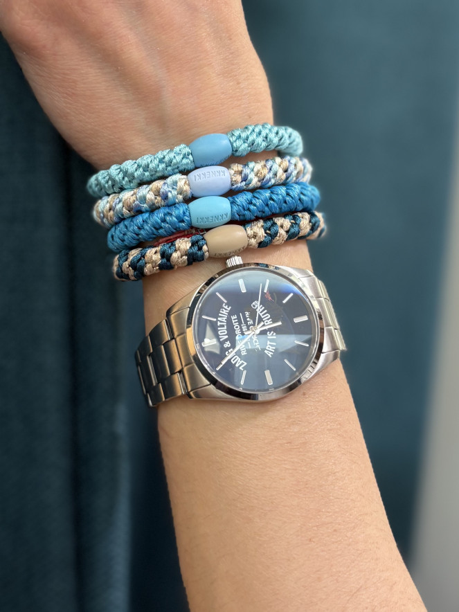 Bracelet Chouchou KKNEKKI lot de 4 couleurs BLEU BEIGE