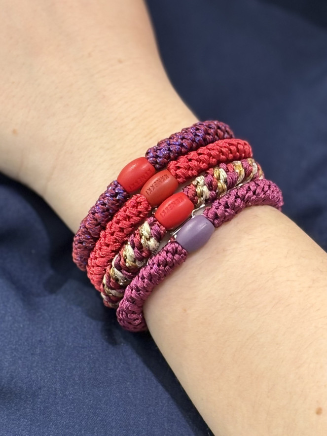Bracelet Chouchou KKNEKKI lot de 4 couleurs BORDEAUX PRUNE BEIGE