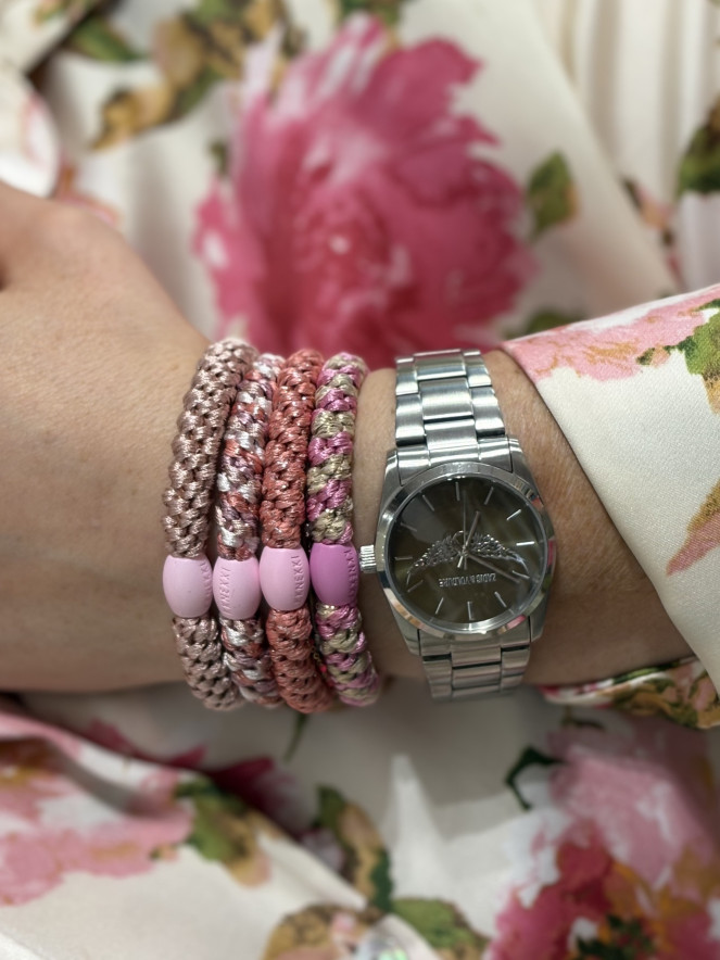 Bracelet Chouchou KKNEKKI lot de 4 couleurs VIEUX ROSE CORAIL