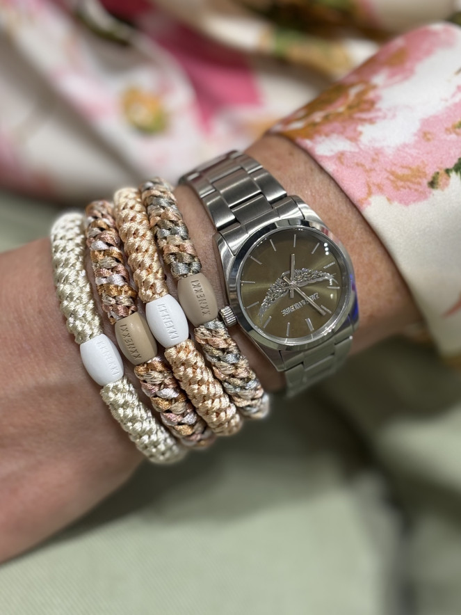 Bracelet Chouchou KKNEKKI lot de 4 couleurs BEIGE TAUPE SAUMON PASTEL