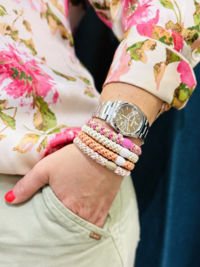 Bracelet Chouchou KKNEKKI lot de 4 couleurs SAUMON ROSE BEIGE