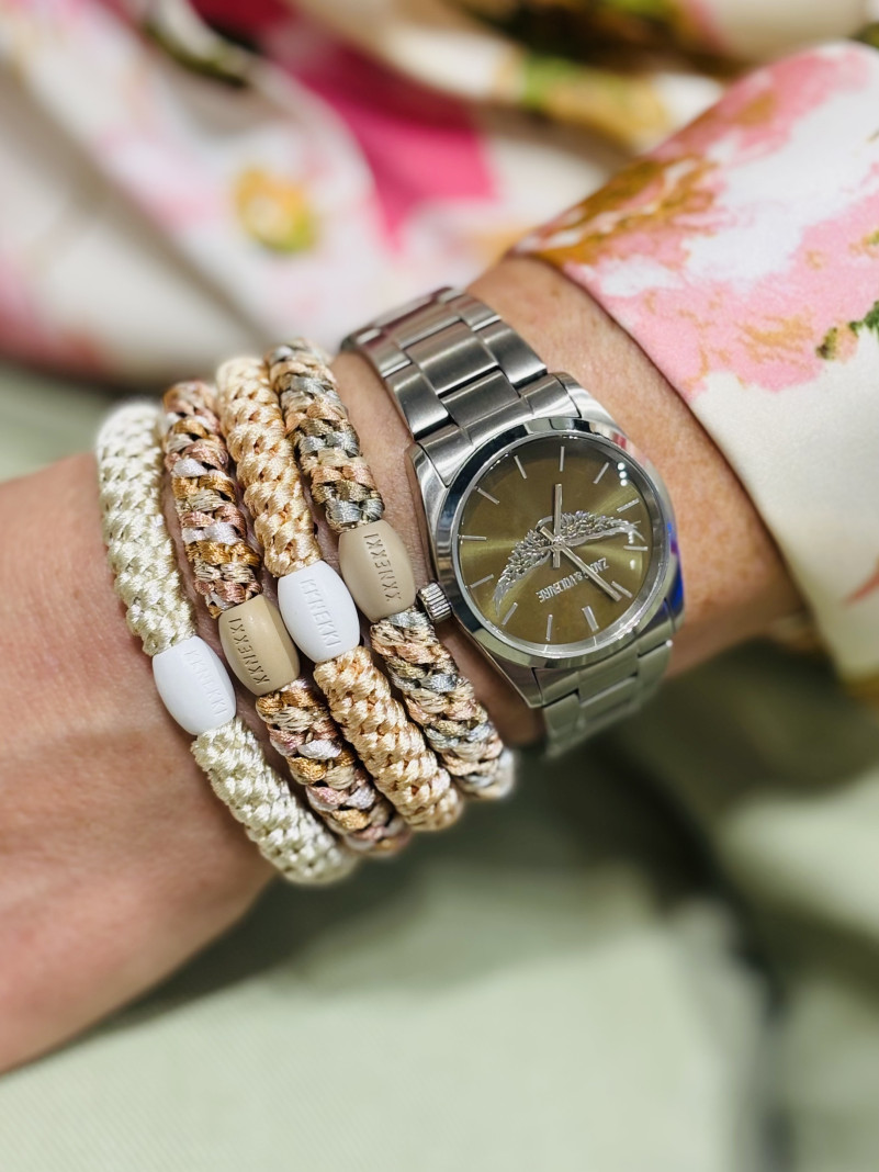 Bracelet Chouchou KKNEKKI lot de 4 couleurs BEIGE TAUPE SAUMON PASTEL