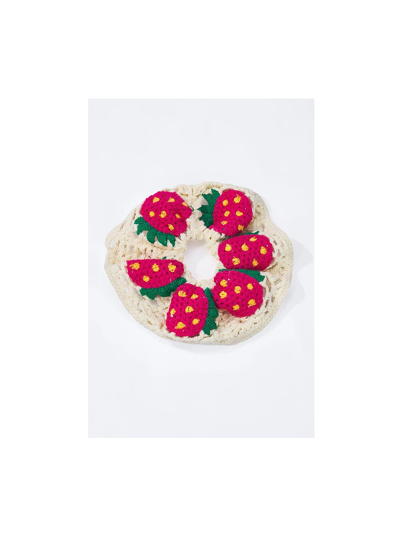 Chouchou au crochet FRAISE